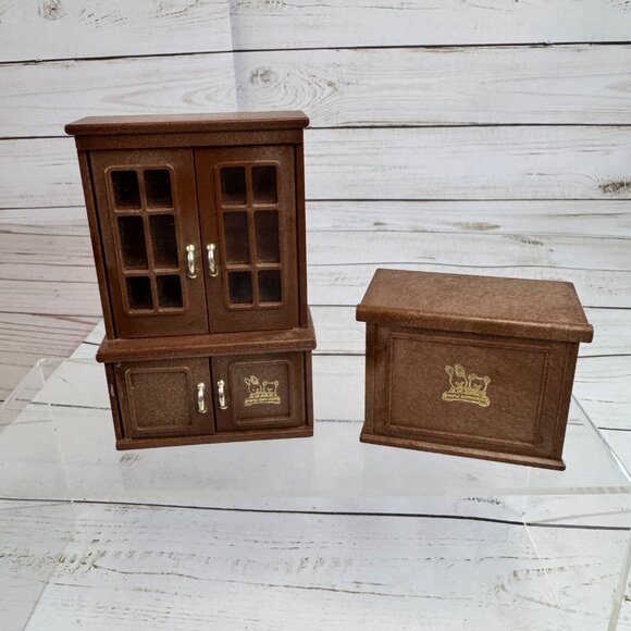 Bandai Maple Town Story 1985 Dining Room China Cabinet Hutch Desk Dollhouse - Picture 1 of 13